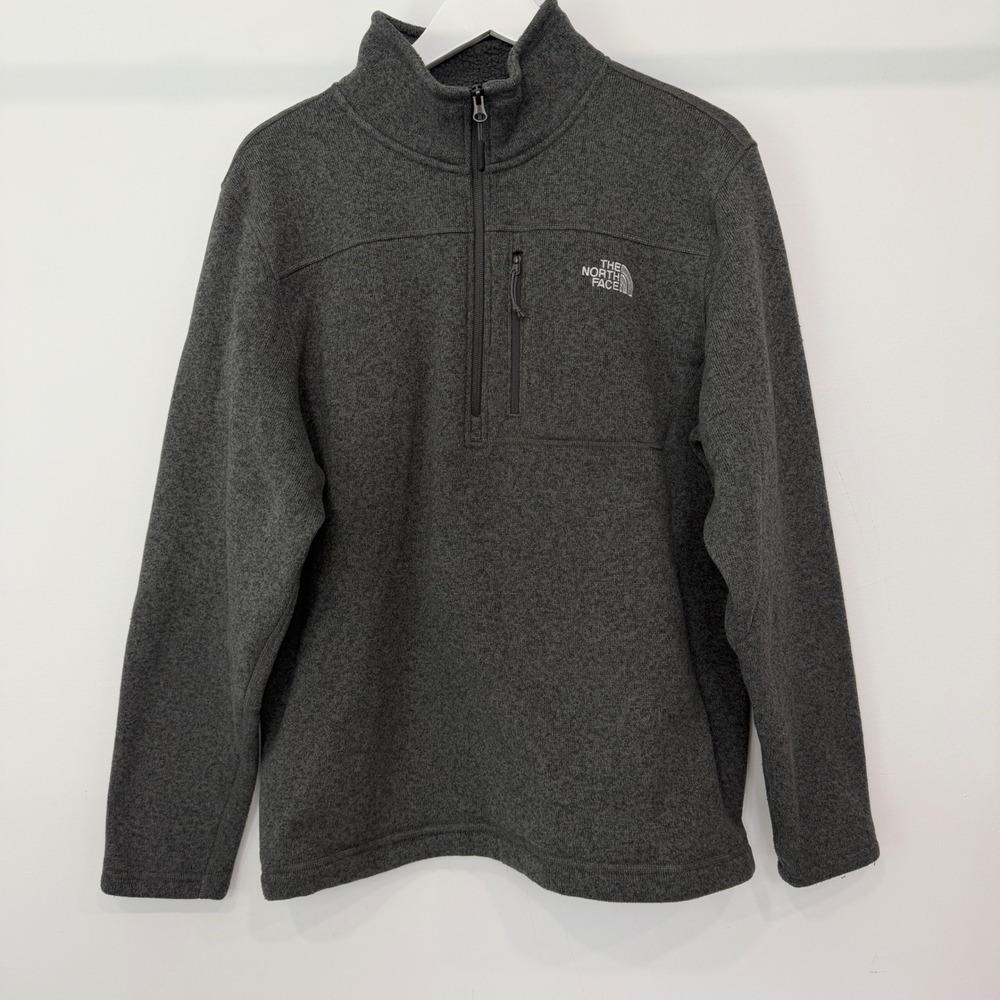 The North Face Gordon Lyons Quarter Zip Fleece Pullover Dark Grey Mens XL